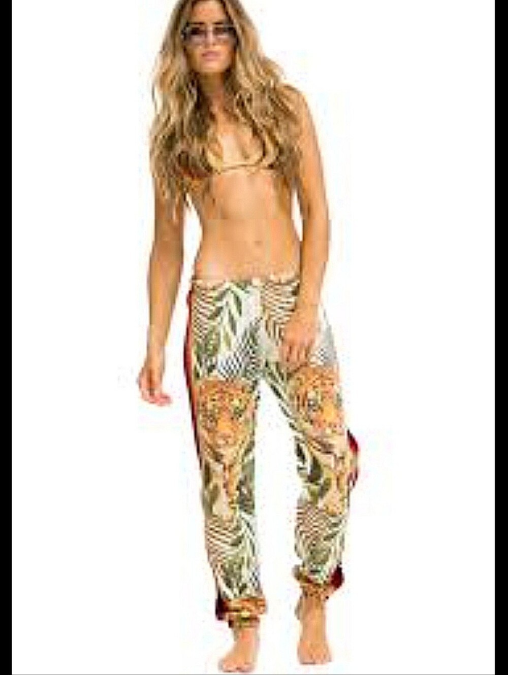 Aviator Nation Tiger Collection Velvet Stripe Sweatpants Jungle Tiger 5 Stripe